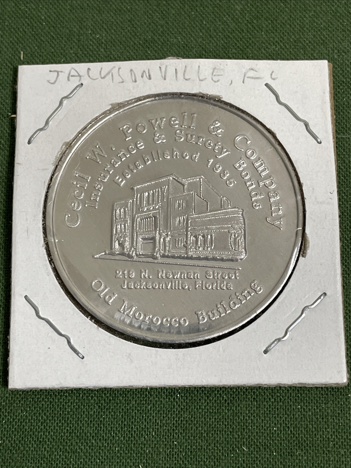 Rare Cecil W. Powell & Co. Insurance & Surety Bonds Token Jacksonville