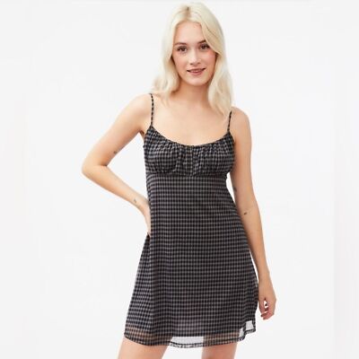 NWT Aeropostale Plaid Mesh Milkmaid Top Slip Dress Women's size S