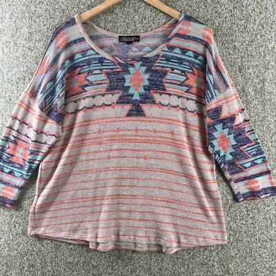 Absolutely Famous Sweaters Womens 2X Aztec Casual 3/4 Sleeve