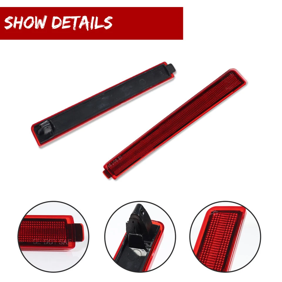 2x reflectores de luz de señalización lateral de parachoques trasero rojo para Cadillac CTS CTS-V 2008-2013 Foto 3 de 4