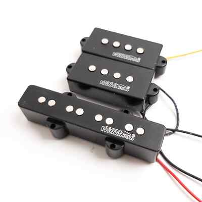 4-String Bass Guitar Pickup Set PB & JB Style Humbucker with Black Fiber Coil