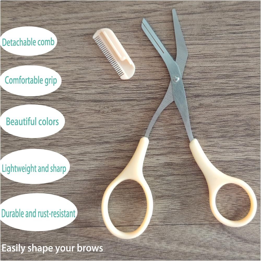 2Pcs Eyebrow Trimmer Scissors Men Women Eyebrow Clippers Comb Head Detachable...