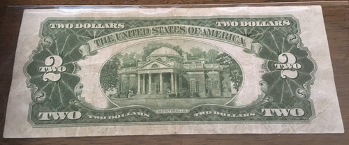 1928 F $2 misalignment RED SEAL NOTE circulated serial # shifted to left error - Picture 3 of 3
