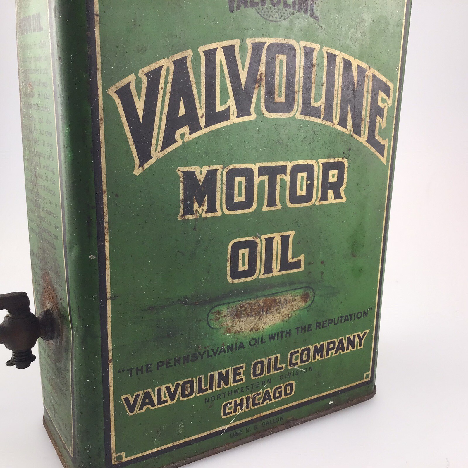 Valvoline Antique One Gallon Tin Oil Can Pennsylvania PA Oil