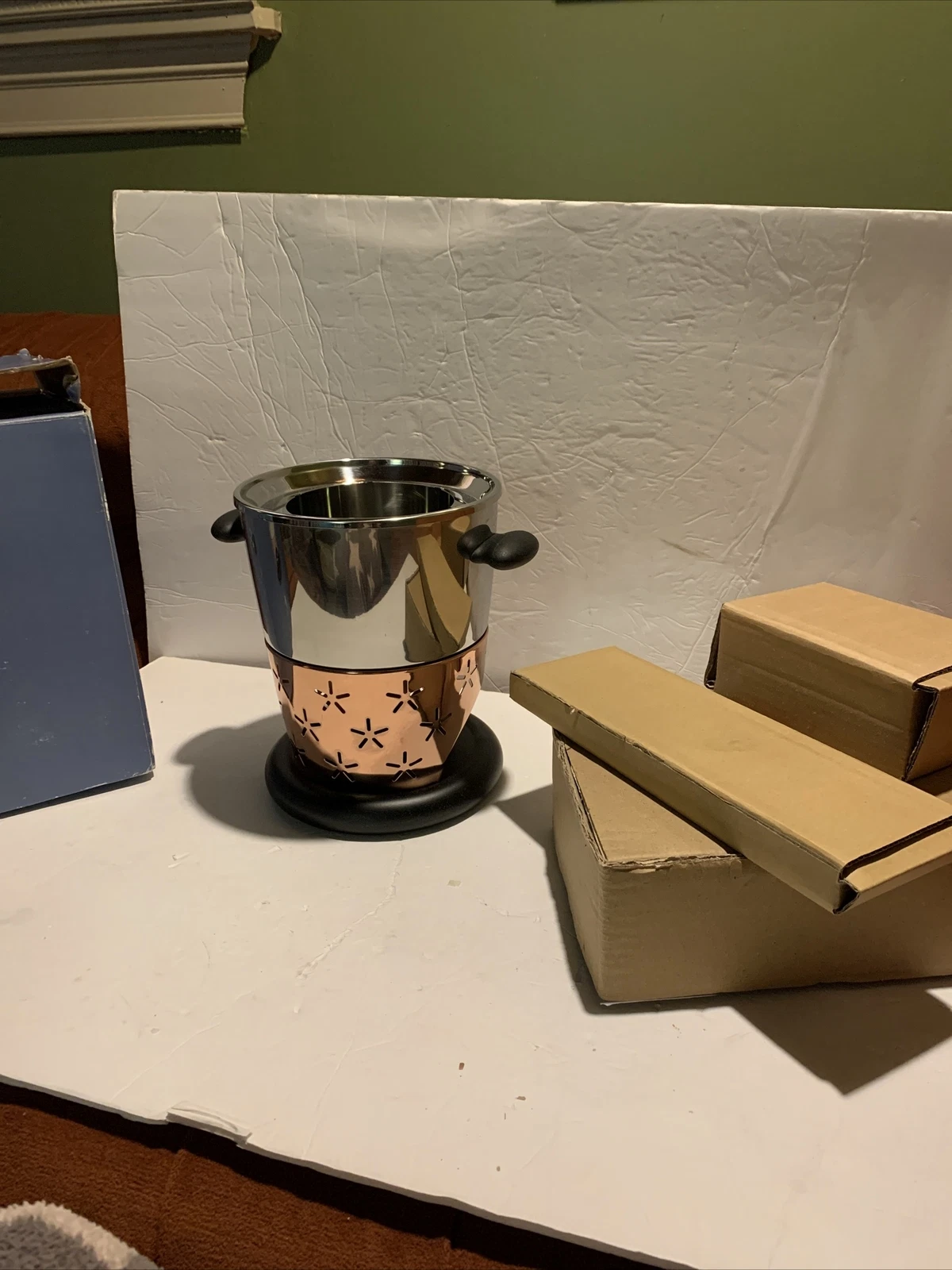 Micheal Graves Fondue Pot Set Cooper Bottom W Box