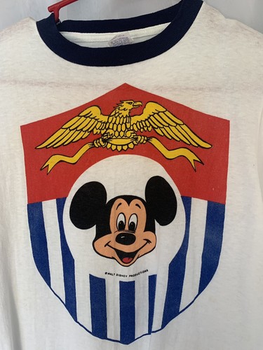 Camiseta de Colección Años 70 Mickey Mouse Walt Disney Ringer S 34 100% Suave Delgada Algodón - Imagen 3 de 6