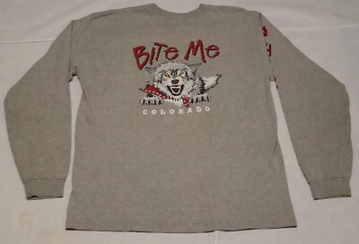 Vintage ANVIL mens long sleeve BITE ME COLORADO t shirt size L