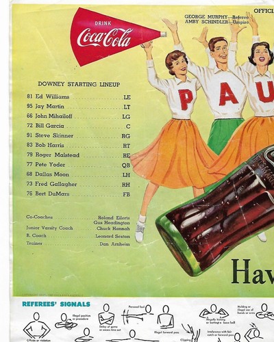 VTG Downey vs. Mt. Carmel official program HS Football Nov. 29, 1957 Coca-Cola - Picture 2 of 4