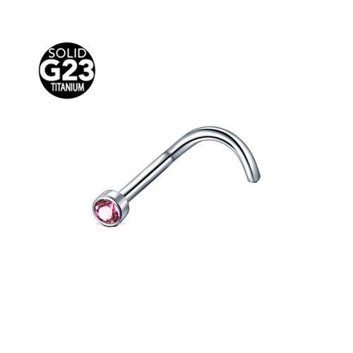 Nose Stud Screw Hook Curve G23 Titanium Coloured Gem Bone Pin Straight Piercing - Picture 7 of 11