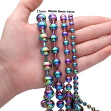 6/8/10/12mm Multicolor Stainless Steel Ball Beads Chain Necklace 16inch-40inch