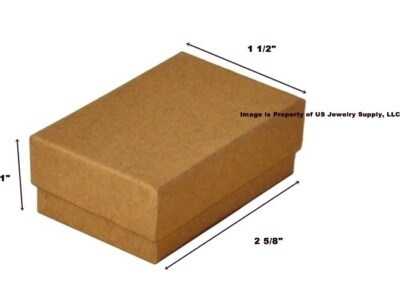 10 Kraft Brown Cotton Fill Jewelry Packaging Gift Boxes 2 5/8'' x 1 1/2'' x 1''