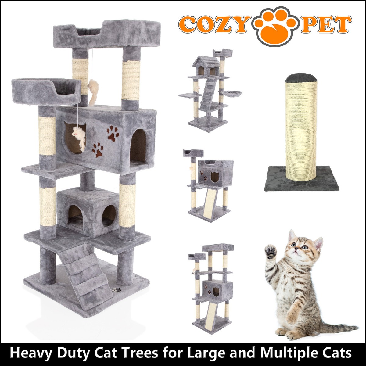 Cat Tree Big Cat Scratcher for Large Cats Heavy Duty Sisal Cozy Pet Kitten  House