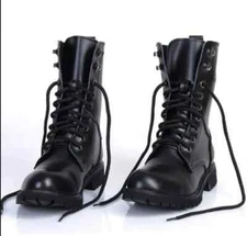New Black Leather Formal Handmade High Ankle Lace Up Biker Boots For Mens