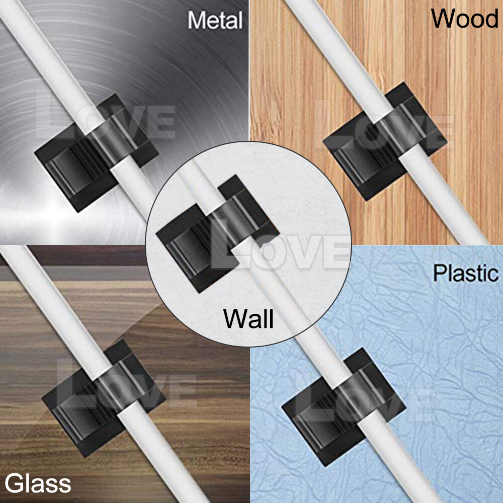 Adhesive Cord Management Cable Clips Black Wire Holder Organizer Clamp