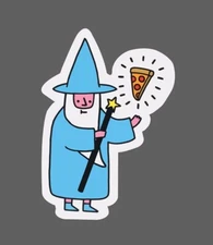 Wizard Sticker Levitating Pizza Waterproof