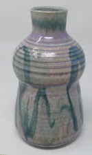 Studio Art Pottery Vase Blue Grey Green Purple Glaze by Janet Rodriguez