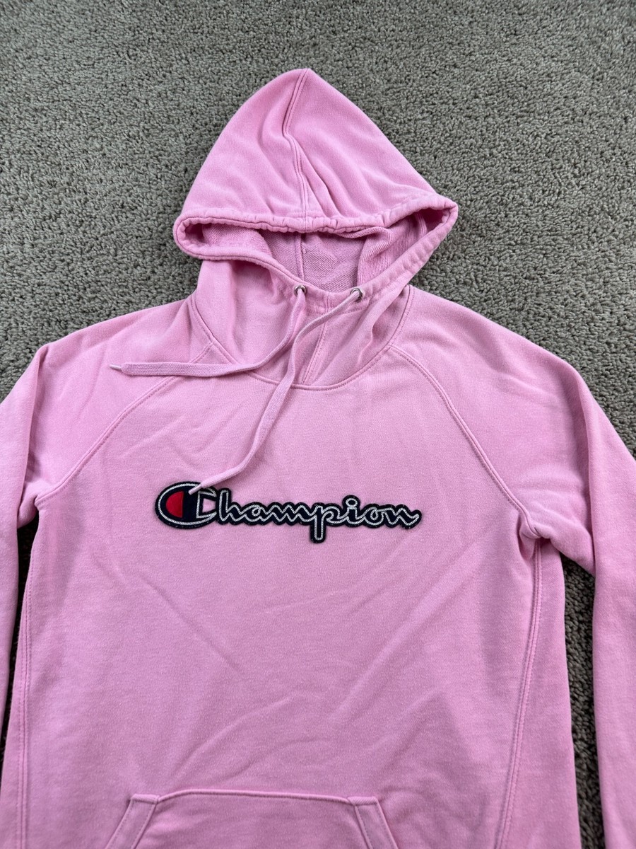 Champion Hoodie Womens Medium Pink Black Signature Logo High