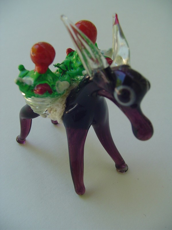 Little Christmas Donkey Handblown Glass Mexico Circa 80s