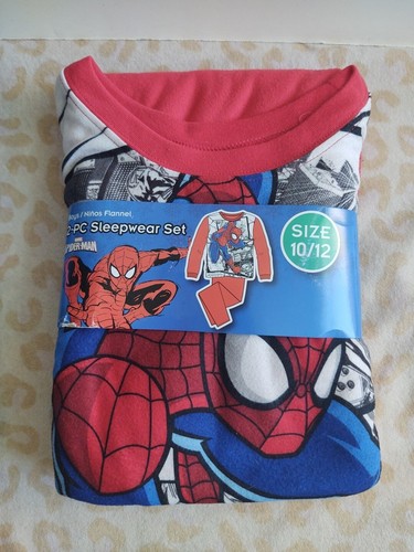 2 NEW BATMAN SPIDERMAN FLANNEL PAJAMA Top/ Bottom Sets Kids DC MARVEL Size 10/12 - Picture 3 of 18
