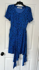 Vintage Jean-Louis Scherrer Boutique Blue Silk Dress, Size 38