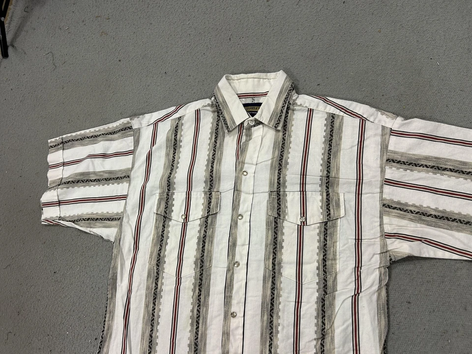 Panhandle Slim Shirt Mens 15.5 Western Pearl Snap Short Sleeve Striped Aztec - Image 2 of 4