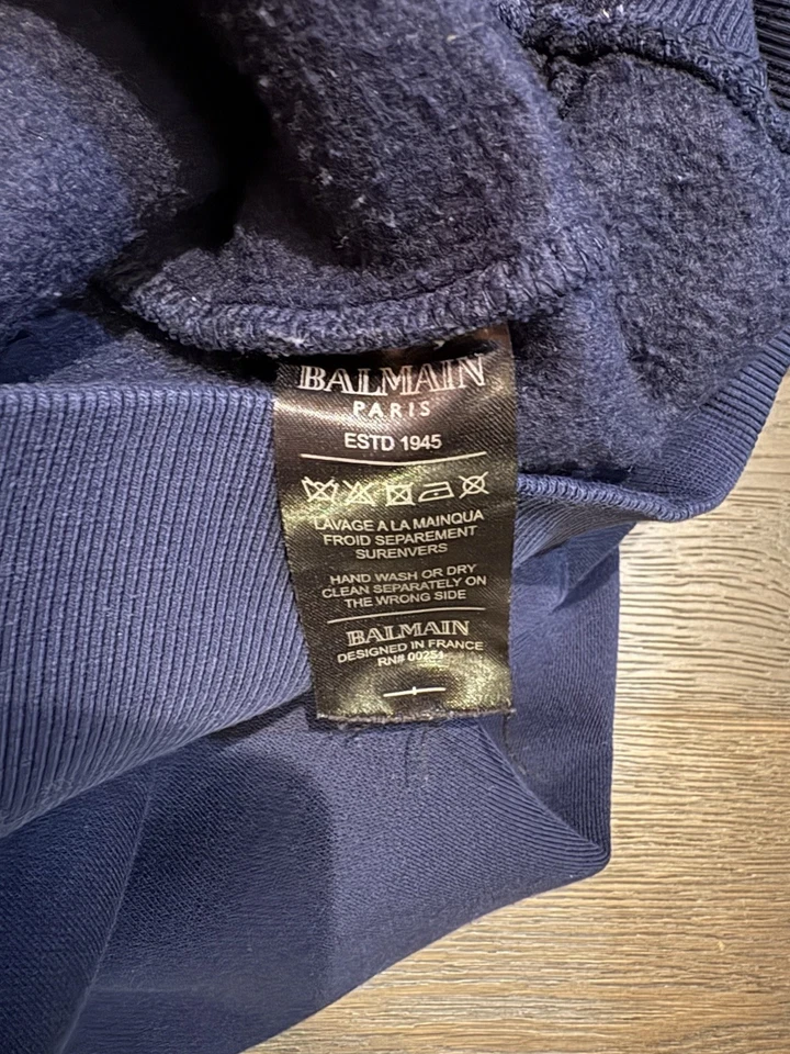 Balmain Blue and Gold Crewneck Sweater with Emblem XL - Image 4 of 4