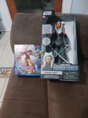 2 TOYS. 1 PRICE....START WARS ASHONA TANO FIGURINE PLUS..MARVEL 101 PCS IRON MAN