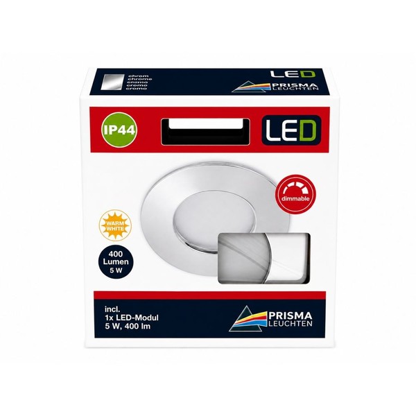 Briloner LED Einbauspot Chrom 5W 400Lm 3000K IP44 Schwenkbar 4-Stufen Dimmbar-image