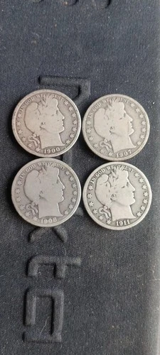 BARBER SILVER HALF DOLLAR LOT  (4)