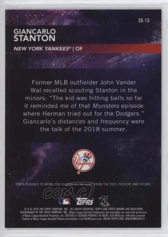 2018 Topps Chrome Superstar Sensations Orange Refractor /25 Giancarlo Stanton - Image 2 of 2