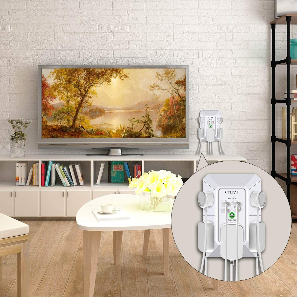 Wall Charger, Surge Protector, QINLIANF 5 Outlet Extender with 4 USB Charging Po