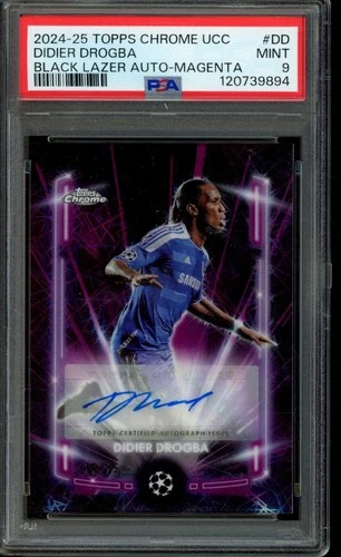 2024-25 Topps Chrome Didier Drogba Purple Black Lazer Auto /75 #BLA-DD PSA 9