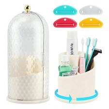 Rotating Toothbrush Holders 3 Slots Toothbrush Holders with Sliding Lid,Conce...