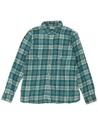 L.L.BEAN Damen Flanellhemd UK 10 Small türkis kariert Baumwolle YZ15