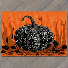 Art Print Halloween Pumpkin Creepy Black Dots Orange Holiday Design