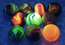 Vintage Shooter Marbles Lot- .70"- .79"- UV Glowing Jabo Swirls- L195