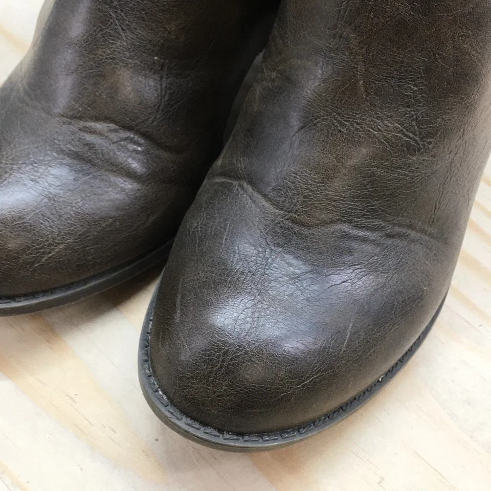 Diba Boots Womens 6.5 Brown Faux Leather Side Zip Block Heel Ankle Bootie Casual - Image 4 of 4