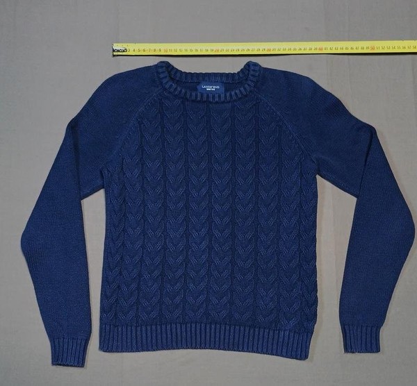 Men Lands' End Sweater Black Cotton 34 / XS / 42