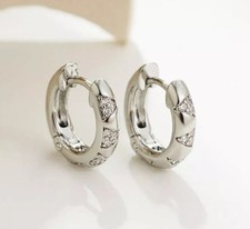 Round Cut Simulated Diamond Stunning Mini Hoop Earrings In 14k White Gold Plated