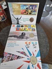 3 x Royal Mint Brilliant Uncirculated London Olympics &pound;5 Coin Covers.