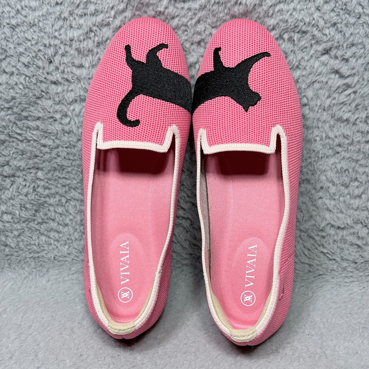 Vivaia Audrey Black Cat Womens 35 US 5 Slip On Loafers Shoes Pink Black Cat View 6