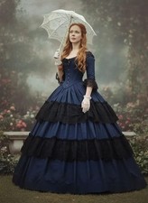 Vintage Victorian Ball Gown Renaissance Lace Button Corset Evening Gown Countess