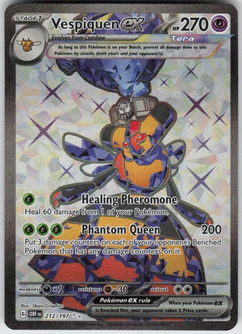 Vespiquen ex 212/197 Ultra Rare Obsidian Flames Near Mint