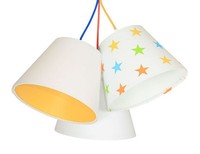 Kinderzimmerlampe Stoff Jungen MäDchen Weiß Bunt Sterne Samy Pendelleuchte