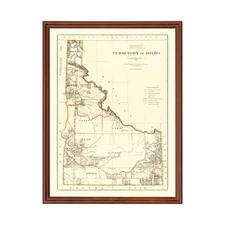 Old Map of Idaho 1876 - Vintage Idaho Art