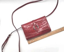 BRIGHTON Crossbody Purse Wallet Red Embossed Croc Leather 90's Y2K Festival