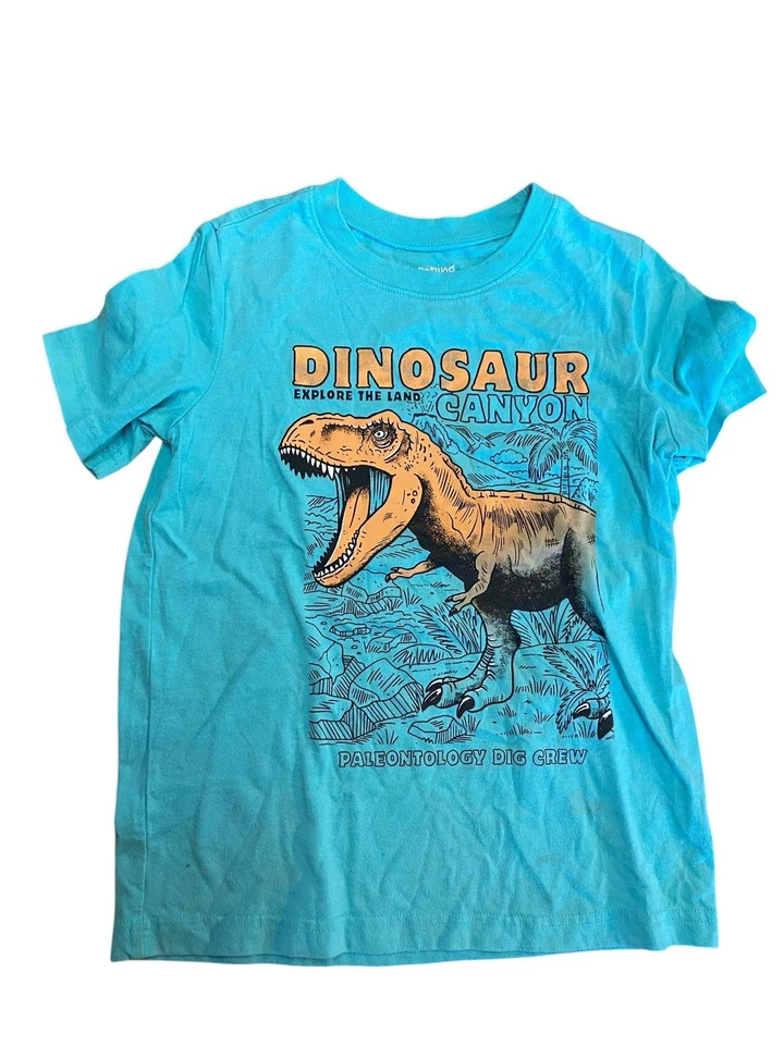 Lote de camisetas para niños talla 7/8 camisetas gráficas dinosaurios T Rex azul manga corta Carters Foto 2 de 4