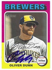 OLIVER DUNN SIGNED 2024 TOPPS HERITAGE BASEBALL CARD MILWAUKEE BREWERS #653