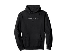Jesus Is King Cross Christian Minimalist Religious Christ Pullover Hoodie