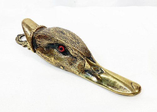Brass Duck / Goose Mallard Head Wall Mount Paper Clip Letter Note Holder 6"in